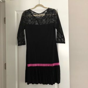 Black Dress with Pink Bow detail